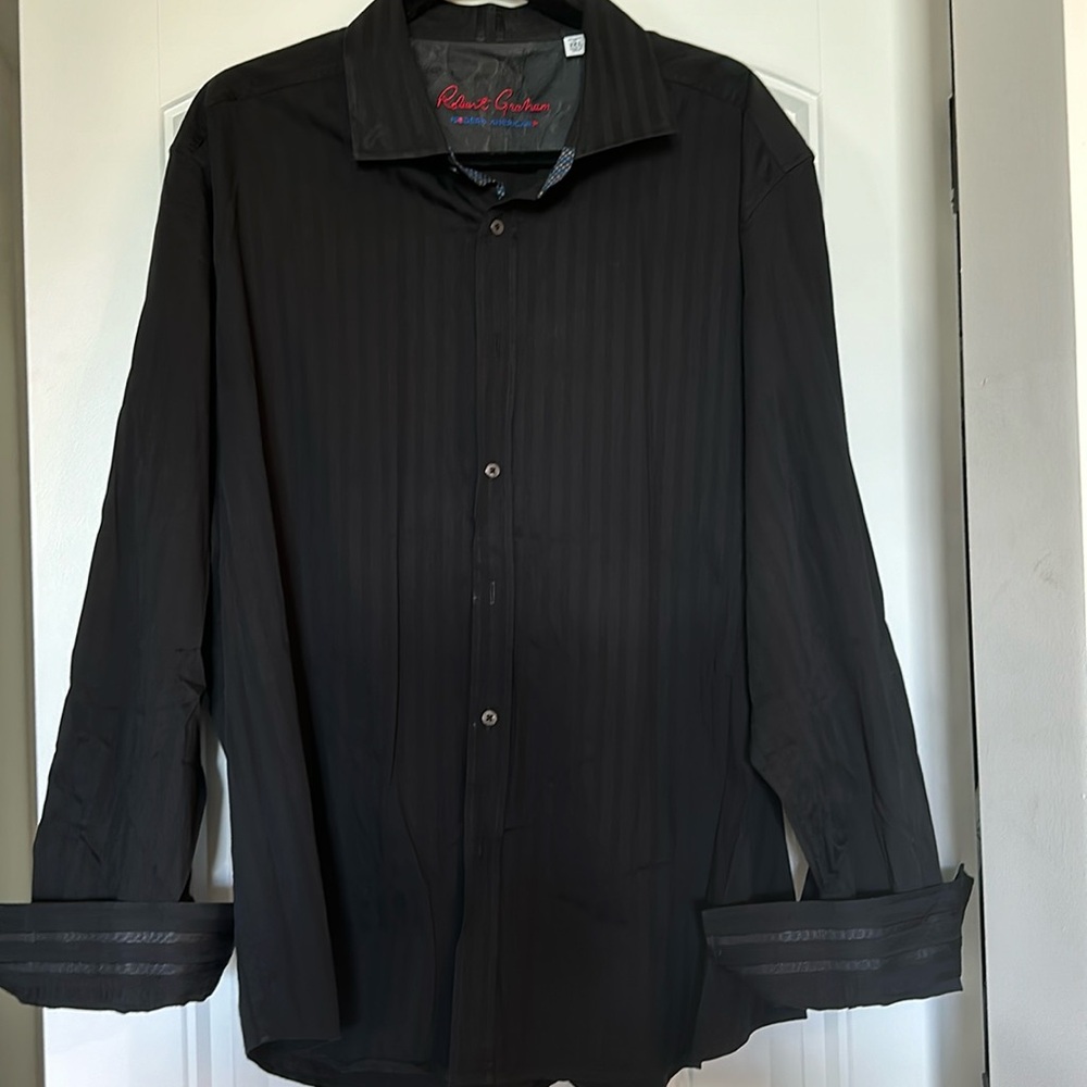 Robert Graham Black on Black stripe long sleeve, 3x.